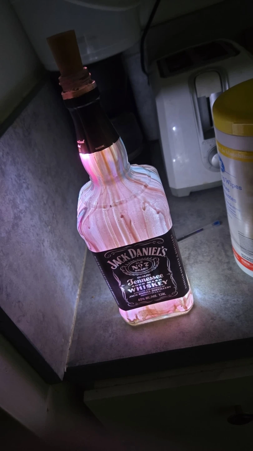 Hand-Painted Glass Bottle Lamp — One-of-a-Kind Home Decor
