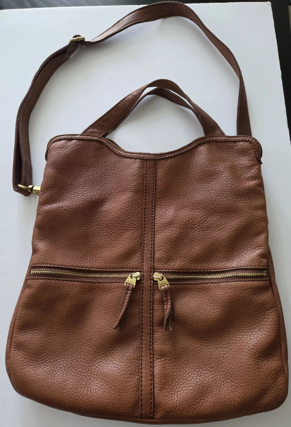 Fossil Brown Leather Tote Bag - photo 3