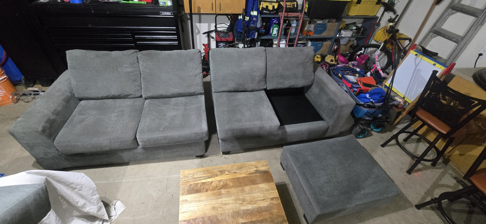 Grey sectional sofa with ottoman and coffee table - photo 2