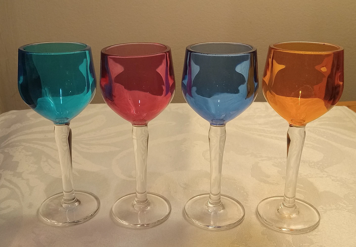 Set of 4 Multi-Coloured Cordial Glasses