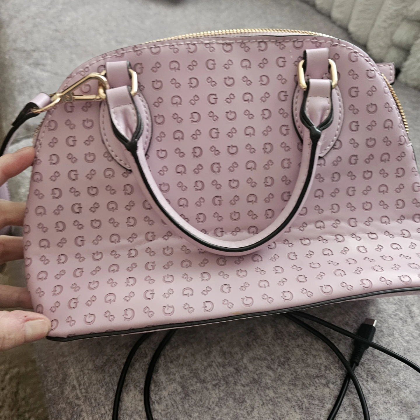Guess Pink Monogram Satchel Bag - photo 2