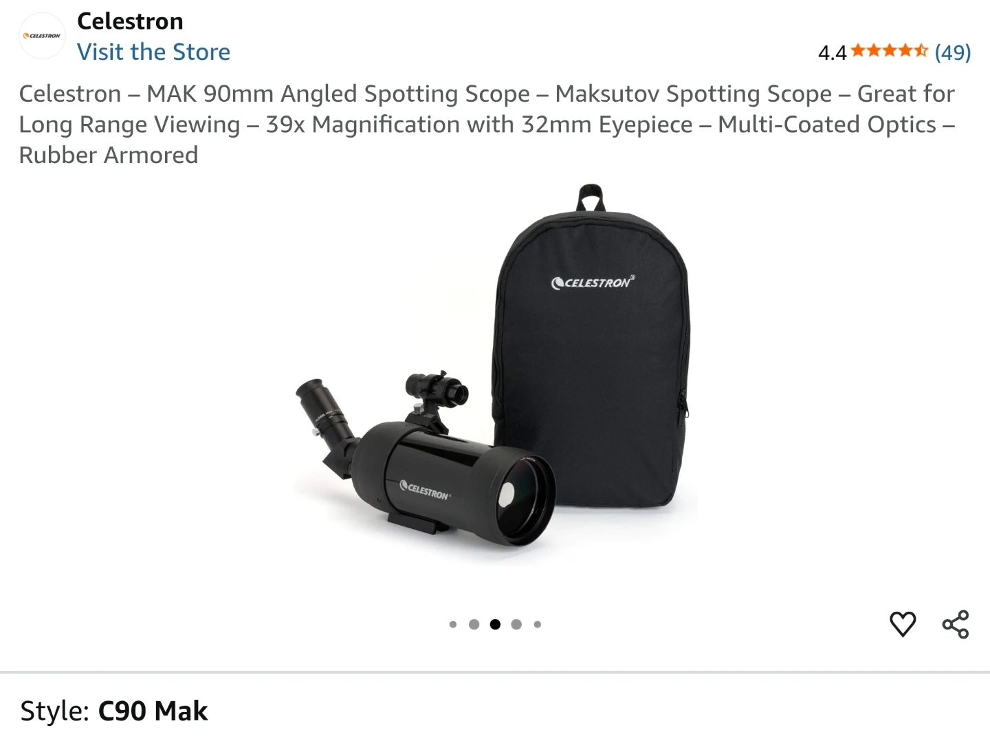 Celestron C90 Mak 90mm Angled Spotting Scope - photo 4