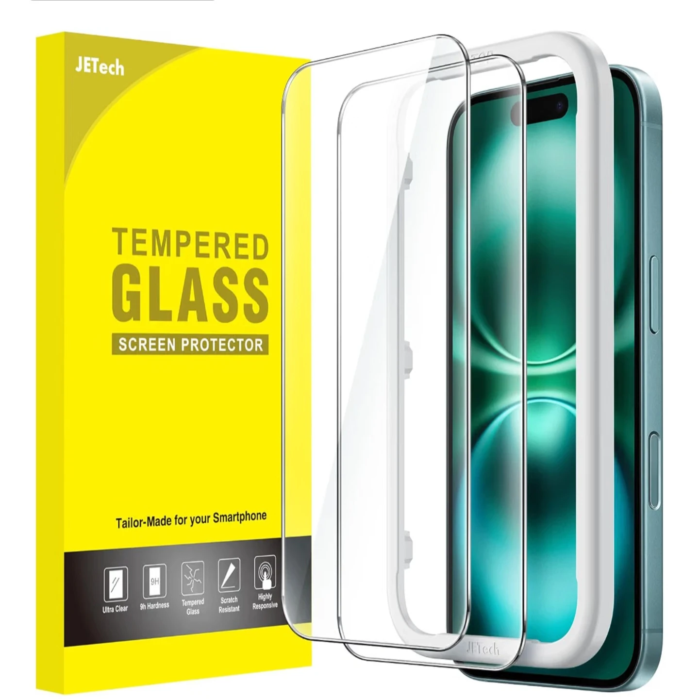 JETech Tempered Glass Screen Protector for iPhone 16 Plus