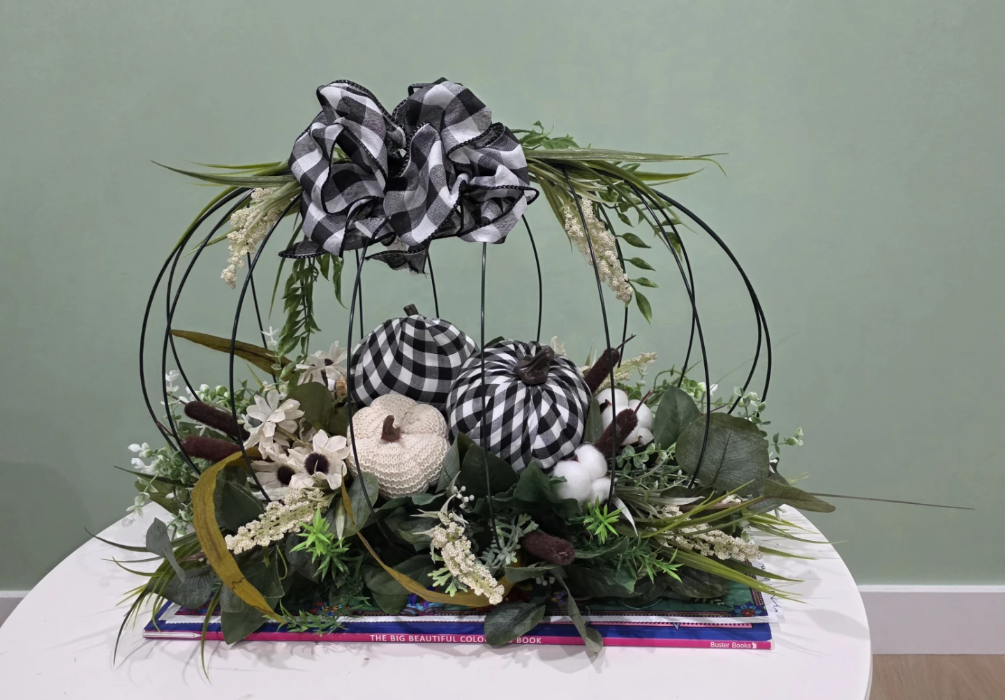 Fall pumpkin wire cage decor center piece - photo 2