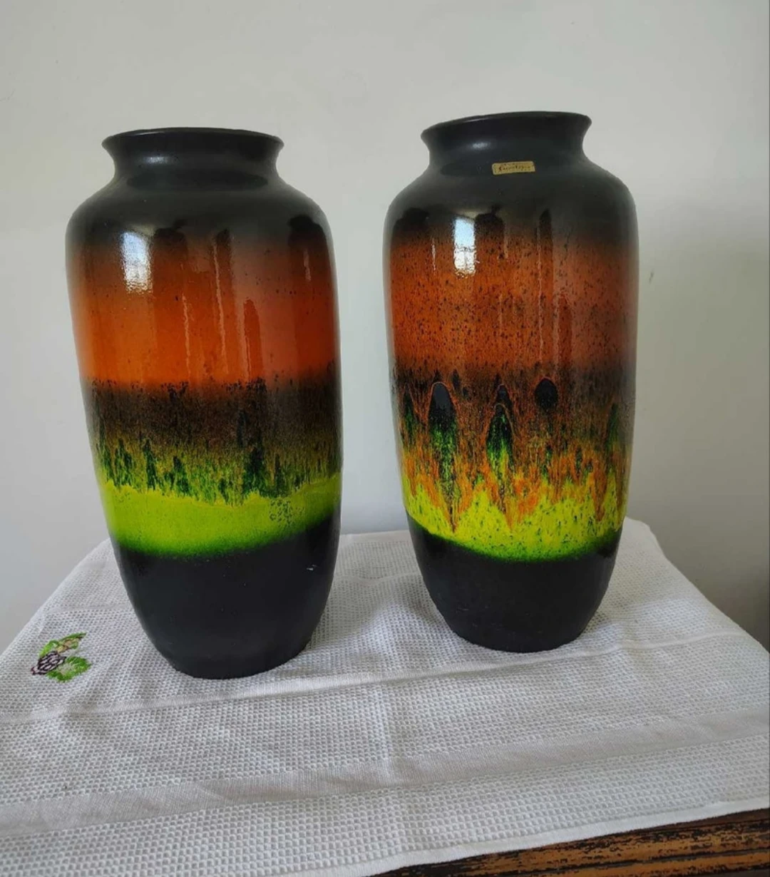 Pair of West German Lava Glaze Vases