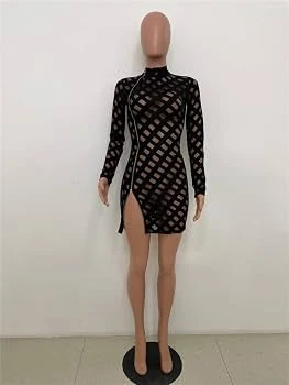 Black Mesh Cut-Out Mini Dress