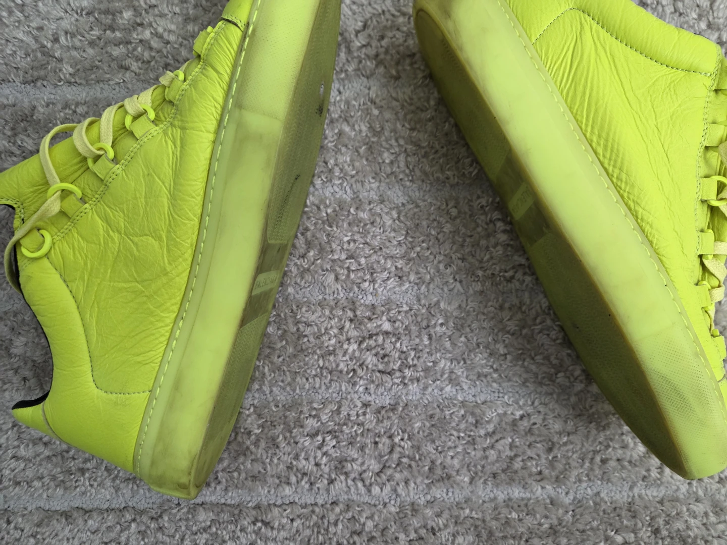 Balenciaga Arena Neon Green Leather Sneakers - photo 3