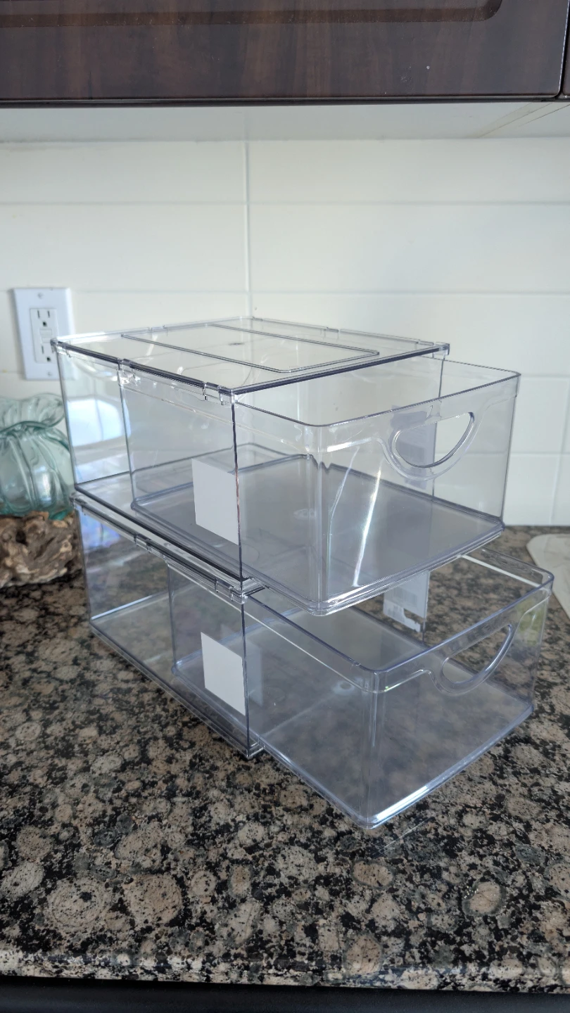Two Clear Acrylic Stackable Storage Bins - photo 2