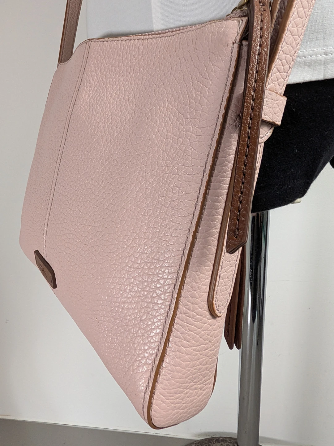 Fossil Jenna Crossbody Wild Rose Blush Pink Pebbled Leather - photo 4