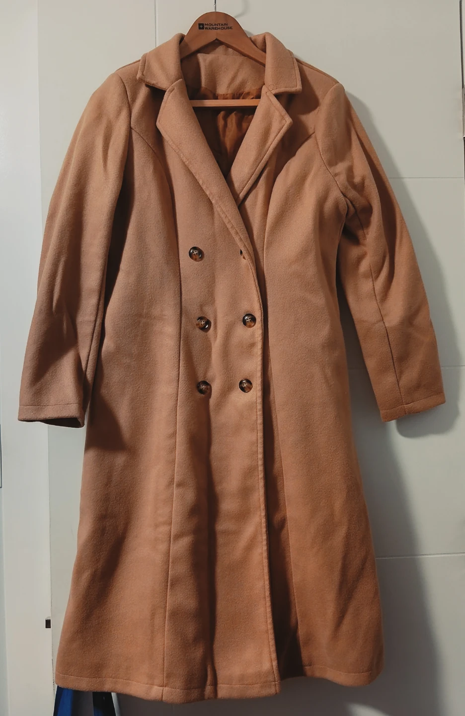 Camel Double-Breasted Long Coat