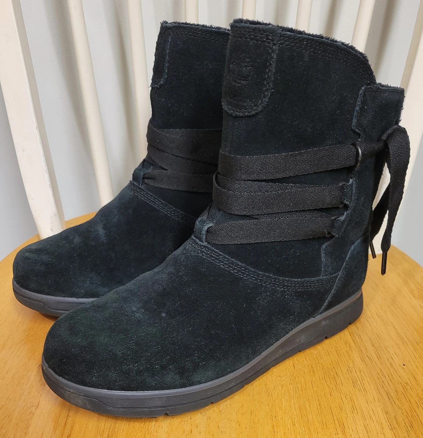 Timberland Leighland Pull-On Black Women Suede Boots Sz 8