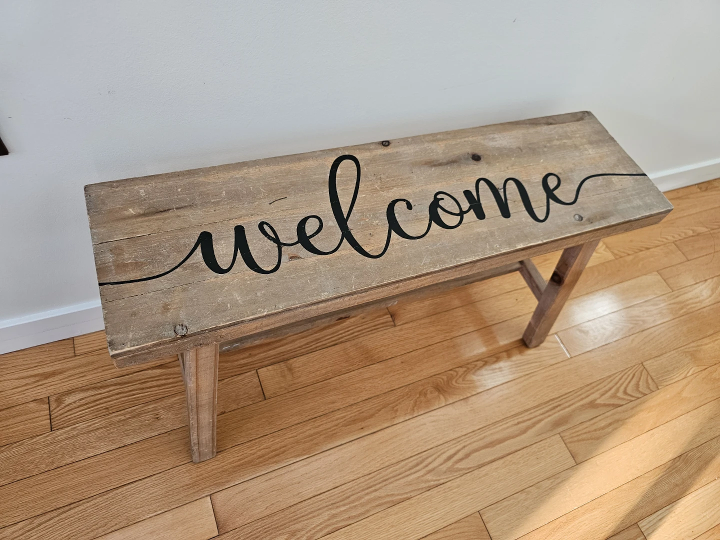 Rustic Wood Welcome Bench