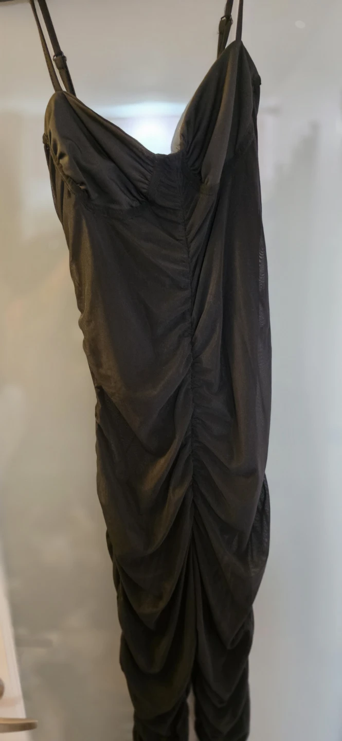 Black Ruched Mesh Jumpsuit - photo 2