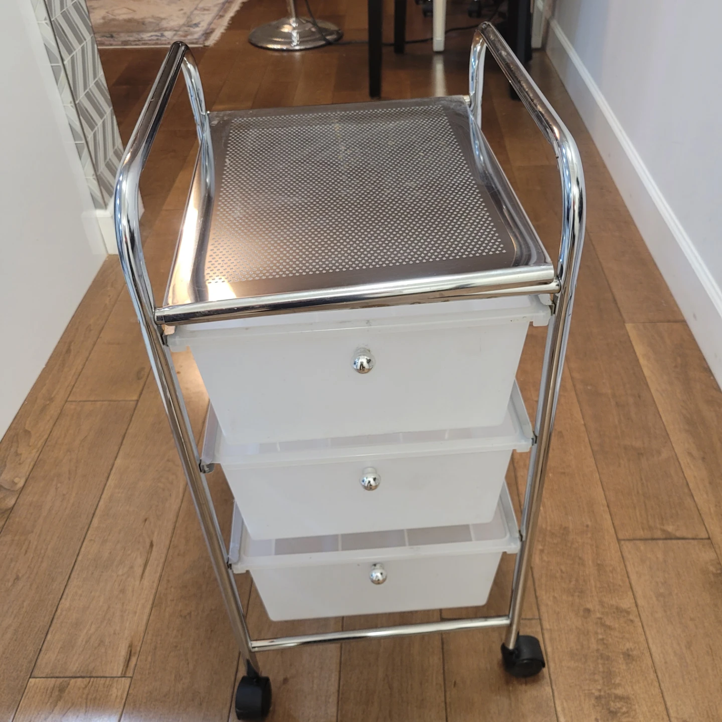 3-Drawer Chrome UTILITY  Cart-ART CRAFT ORGANISER