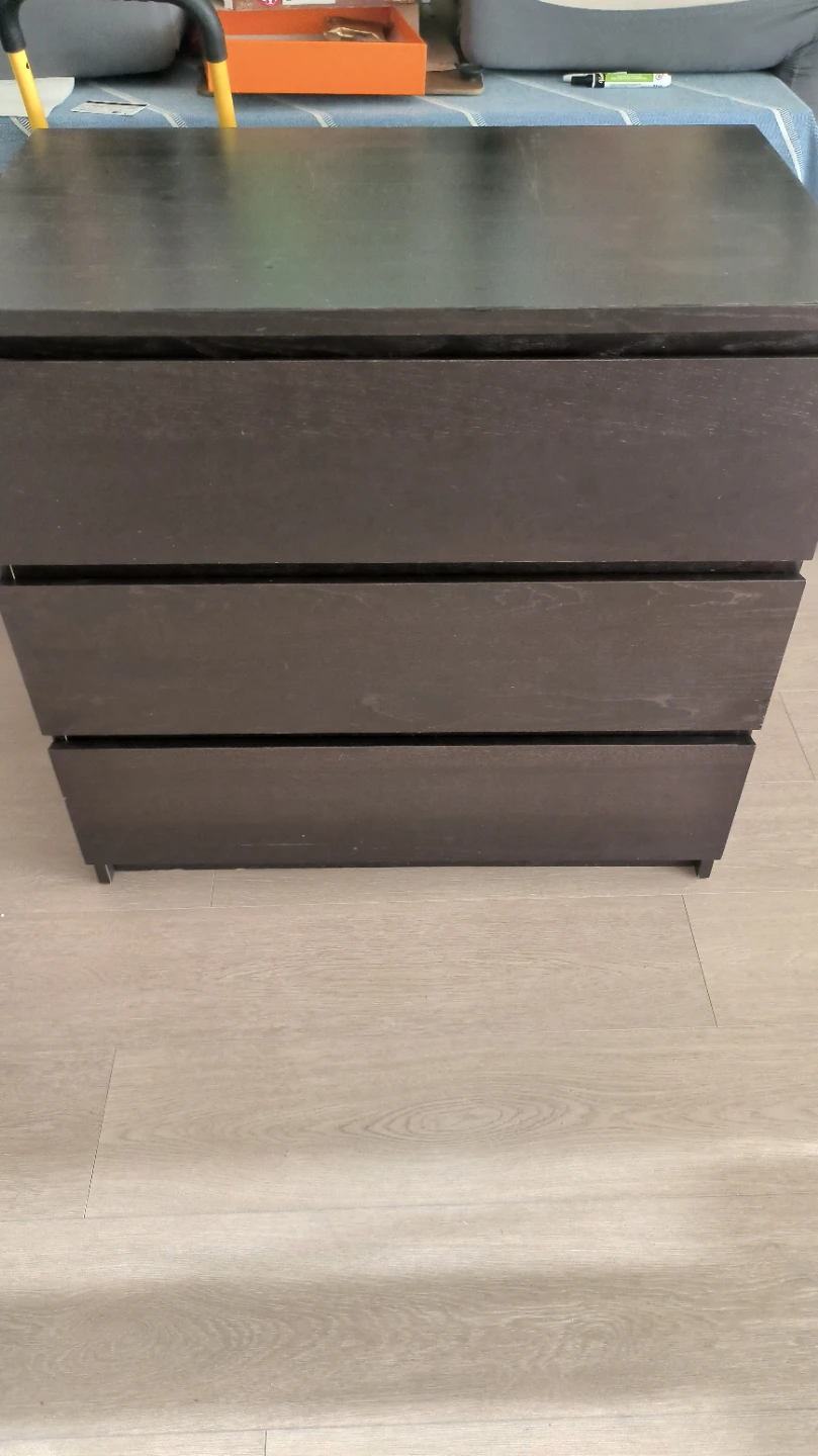 3-Drawer Dark Brown Dresser - photo 2