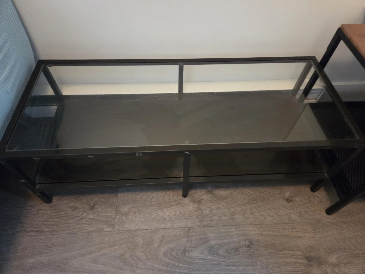 Metal and glass coffee table