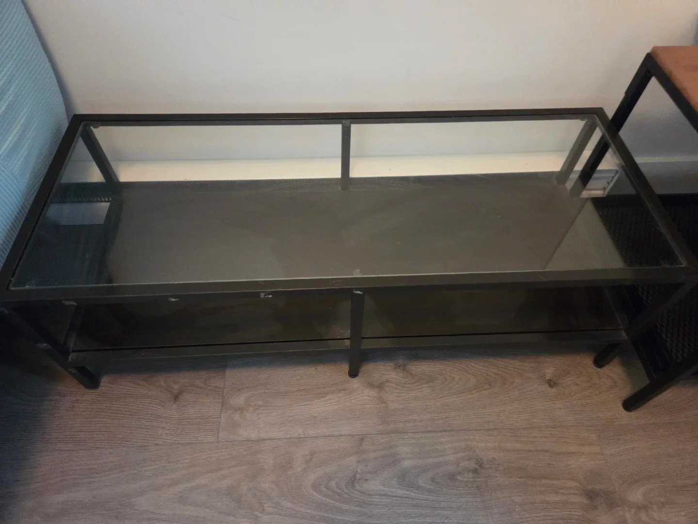 Metal and glass coffee table