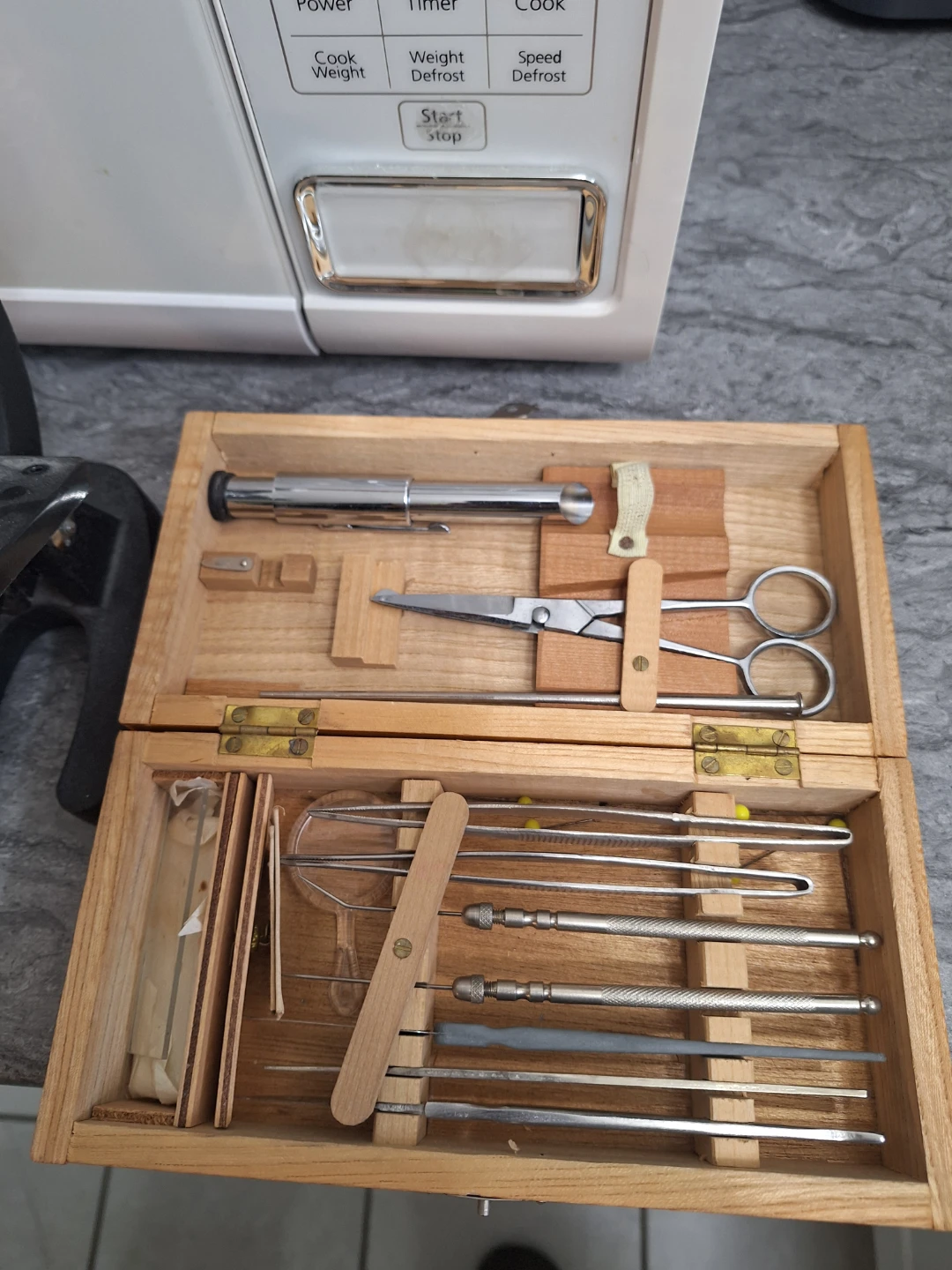 Two Vintage Microscopes with Slide Kit and Tools - photo 3