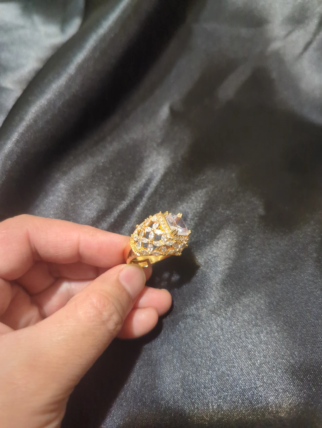 Gold-tone crystal cocktail ring