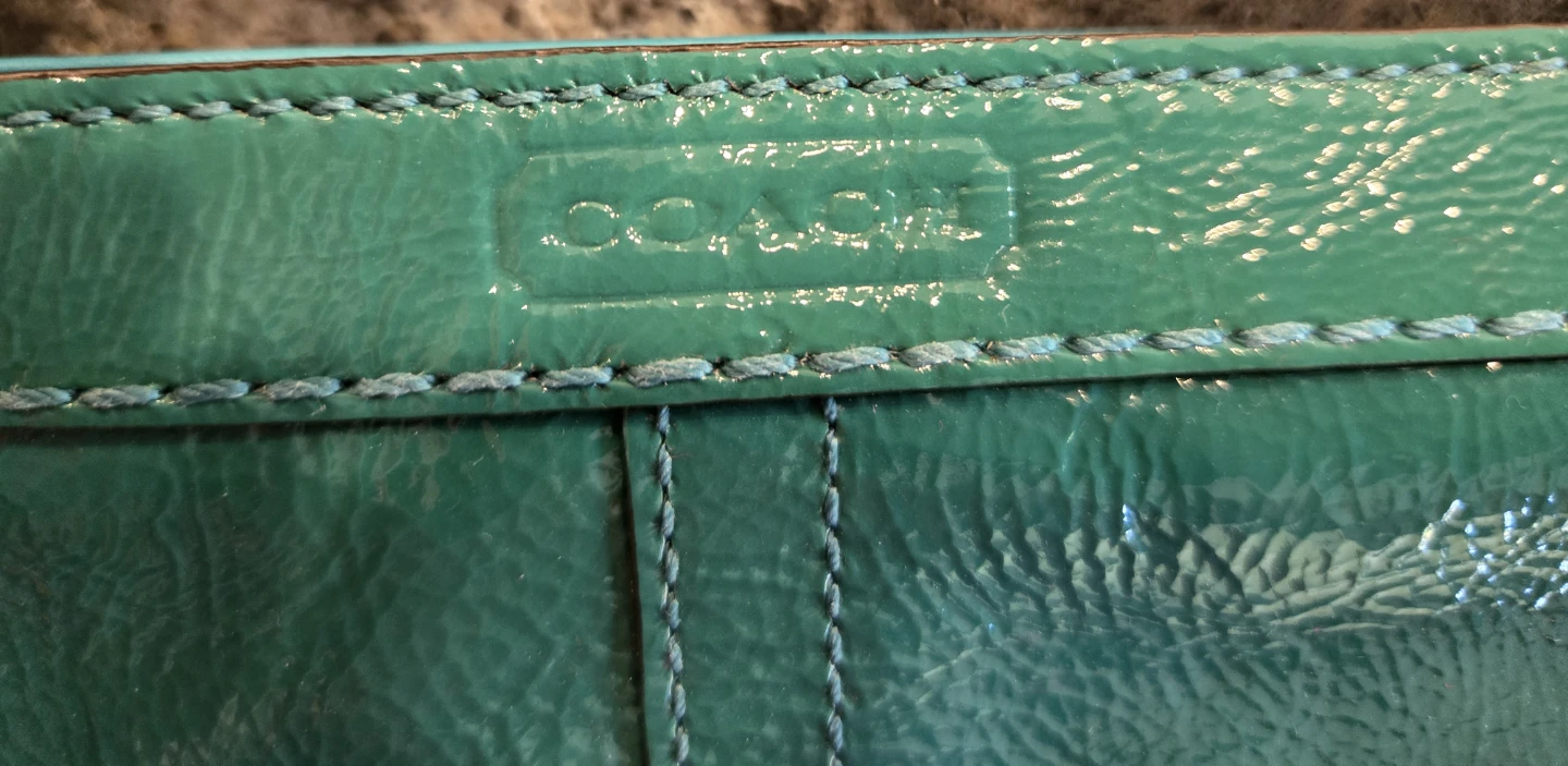Teal Coach Patent Leather Clutch/Wristlet - photo 3