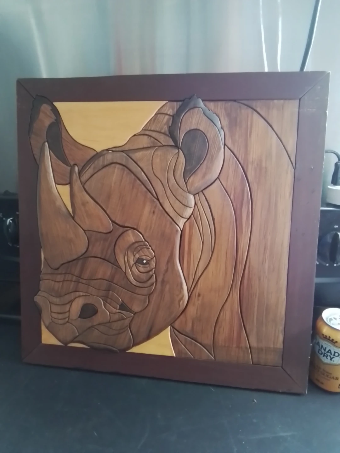 Intarsia Wooden Rhino Wall Art