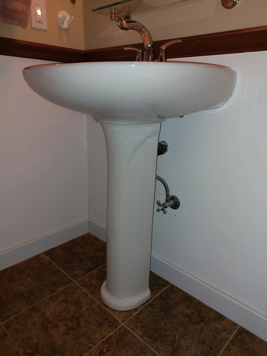 White Pedestal Bathroom Sink - photo 2