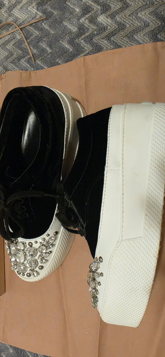 Miu Miu Crystal Embellished Platform Sneakers - photo 2