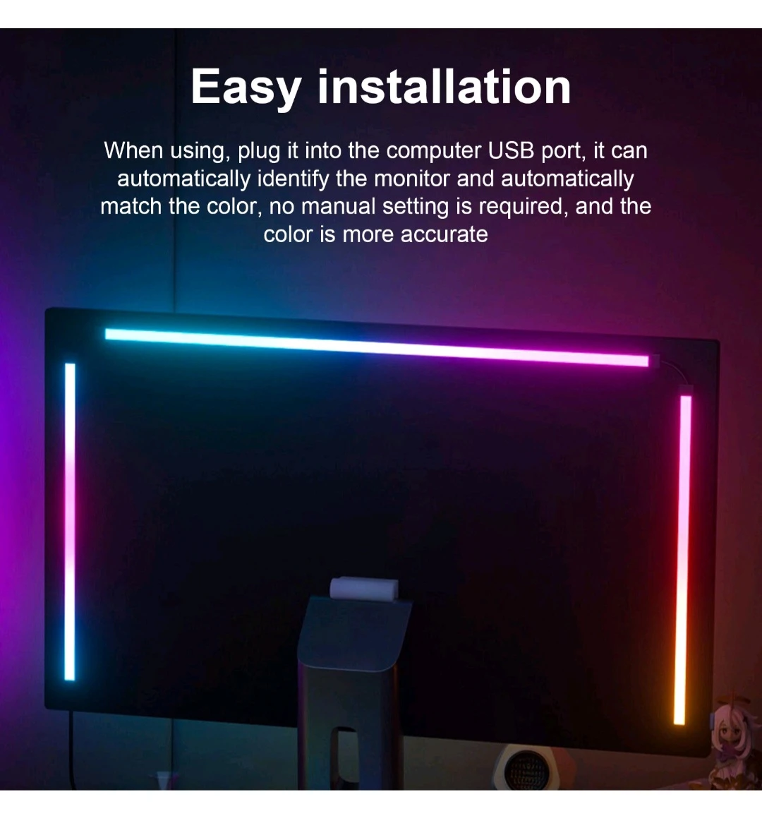 LED Strip Backlight for PC Monitor w/ Music Sync , RGB LED - photo 5