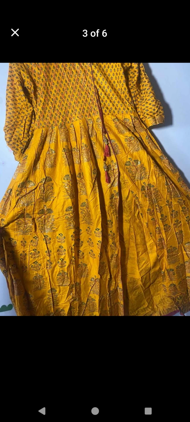 Yellow floral print dress with matching dupatta - photo 3