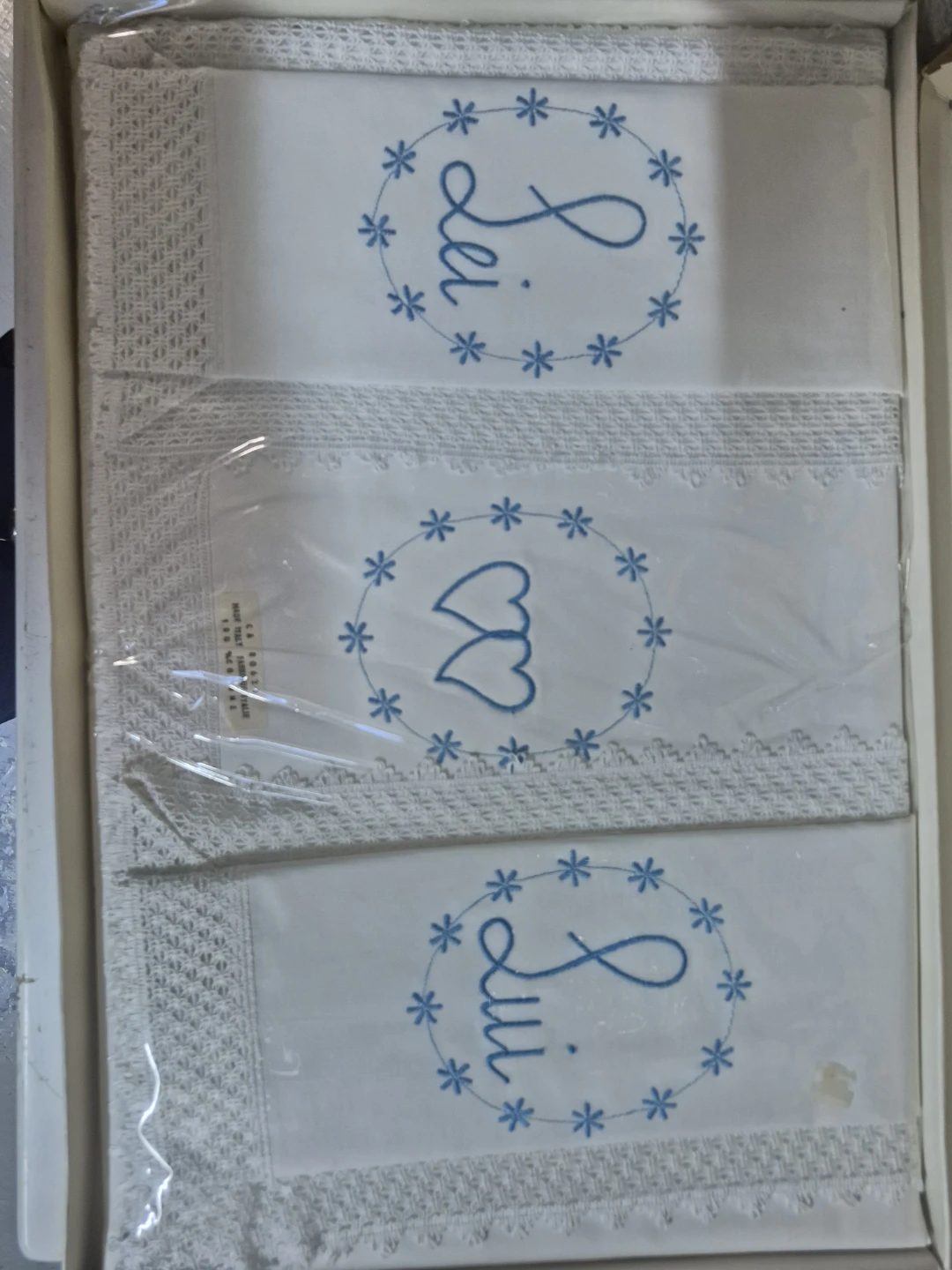 Set of 3 Italian Embroidered Hand Towels