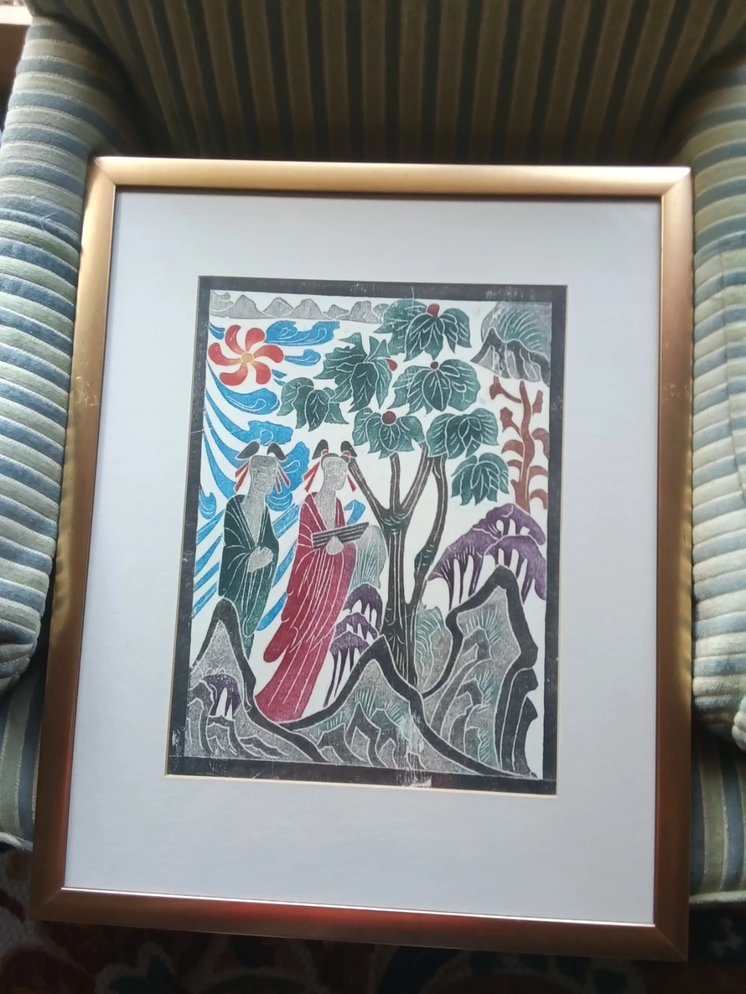 Framed Traditional East Asian Woodblock Art Print - photo 2