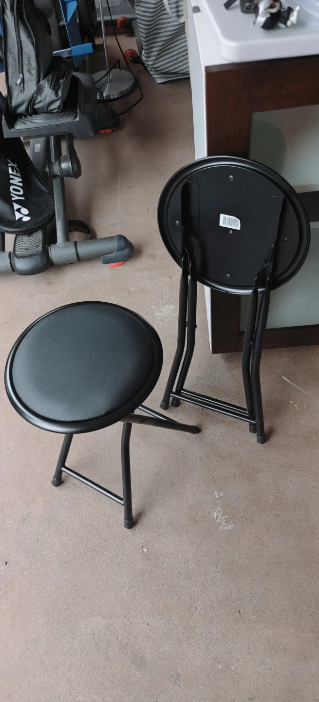 Two Black Folding Stools - photo 2