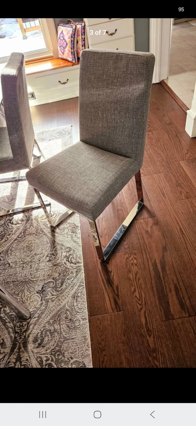 Glass Dining Table with 6 Upholstered Chairs - photo 4