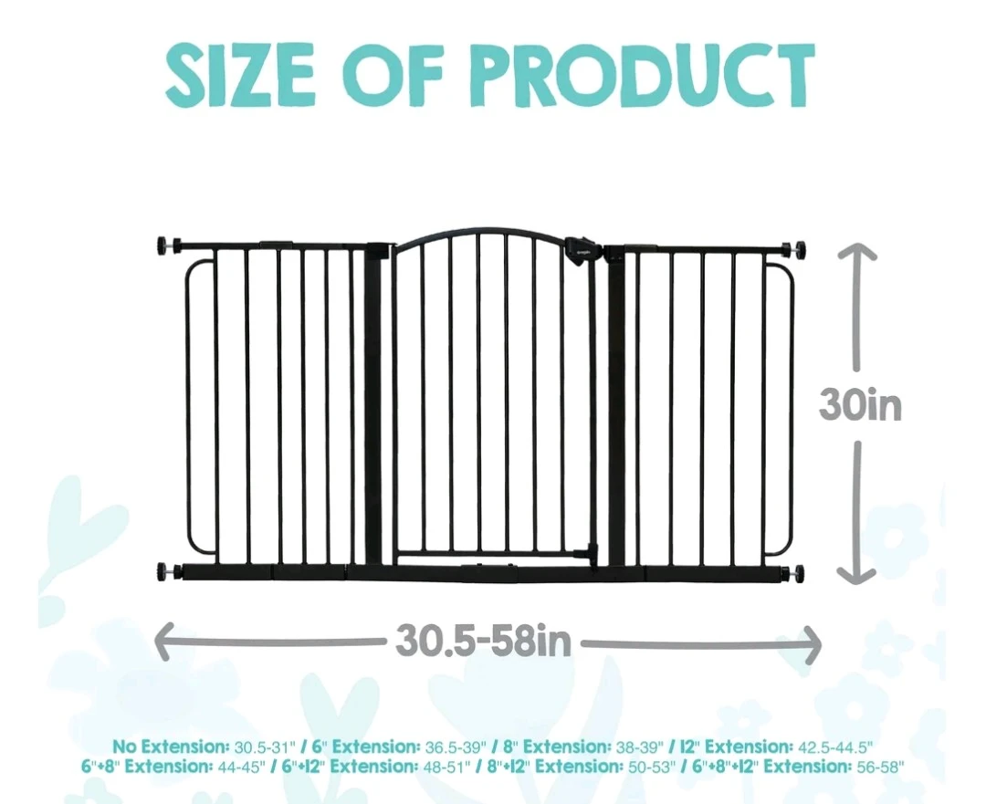 Regalo Safety 30.5-58" Extra Wide Arch Baby Gate with Door - photo 2