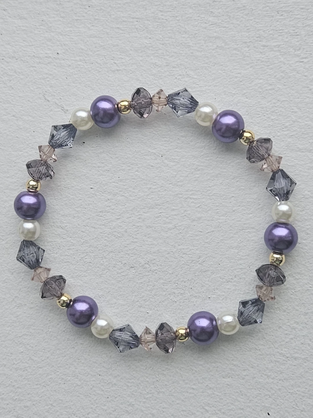 Purple and Crystal Beaded Bracelet