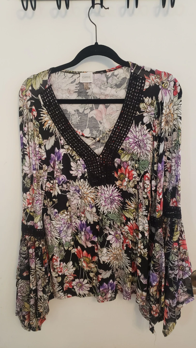 Cupio Floral Long Sleeve Blouse Size Large