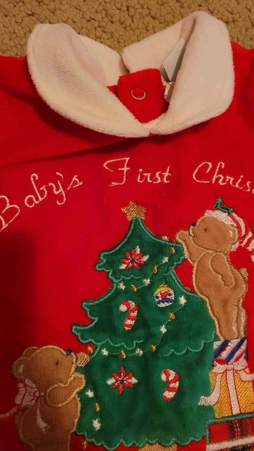 Baby's First Christmas Red Velour Onesie - photo 2