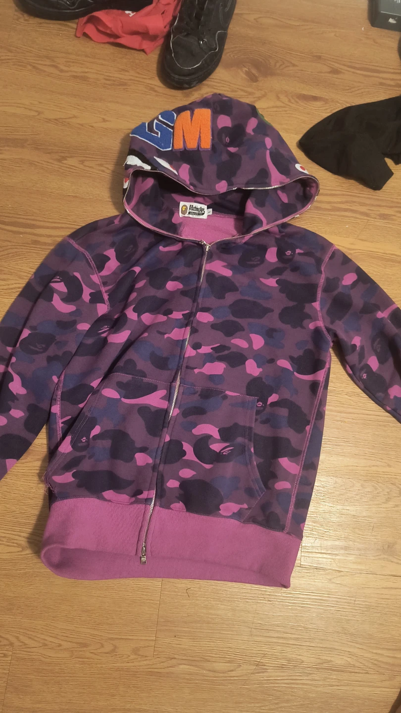A Bathing Ape Purple Camo Shark Hoodie - photo 2