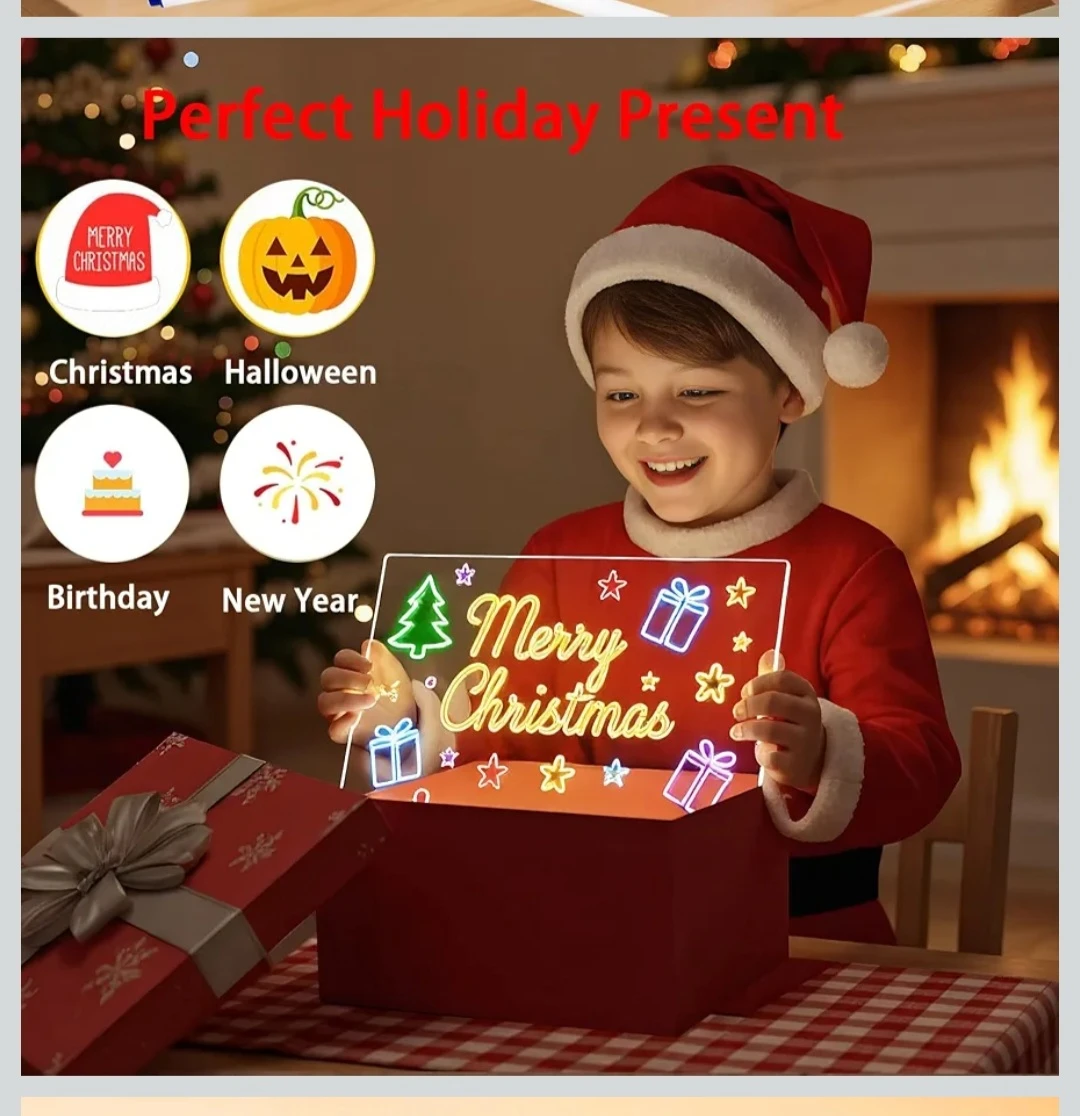 Rechargeable LED Dry Erase Note Board with Wooden Base...New - photo 4