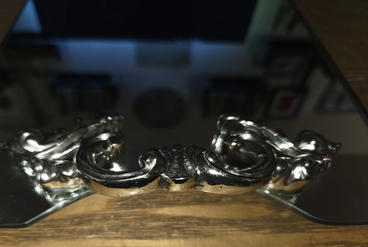 Vintage Mirrored Vanity Tray — Silver-Tone Hollywood Regency - photo 3