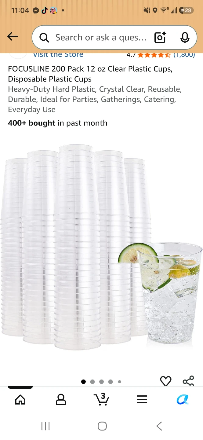 FOCUSLINE 12oz Clear Plastic Cups 200 Pack