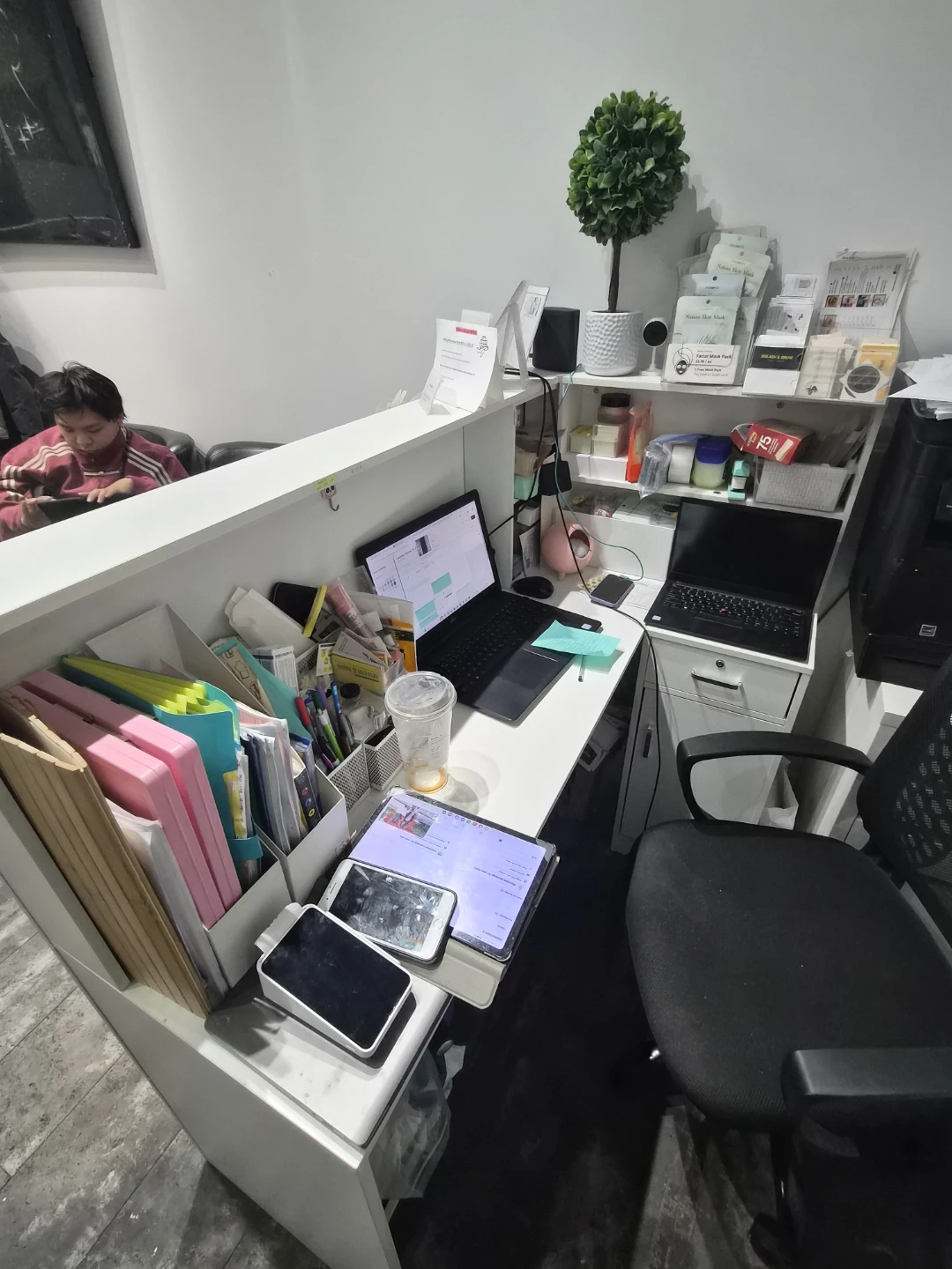 White L shape Reception Desk with Storage - photo 3