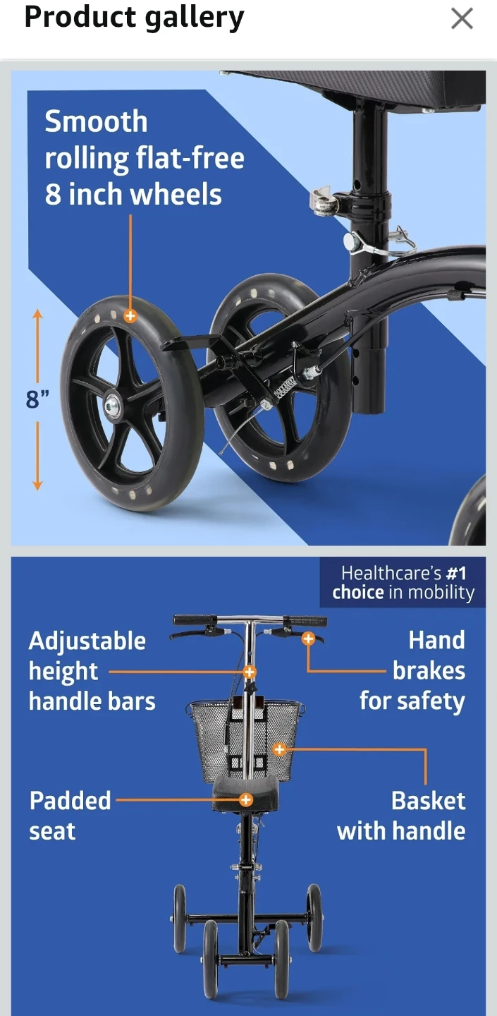 Medline Four Wheeled Knee Walker- NEW - photo 4
