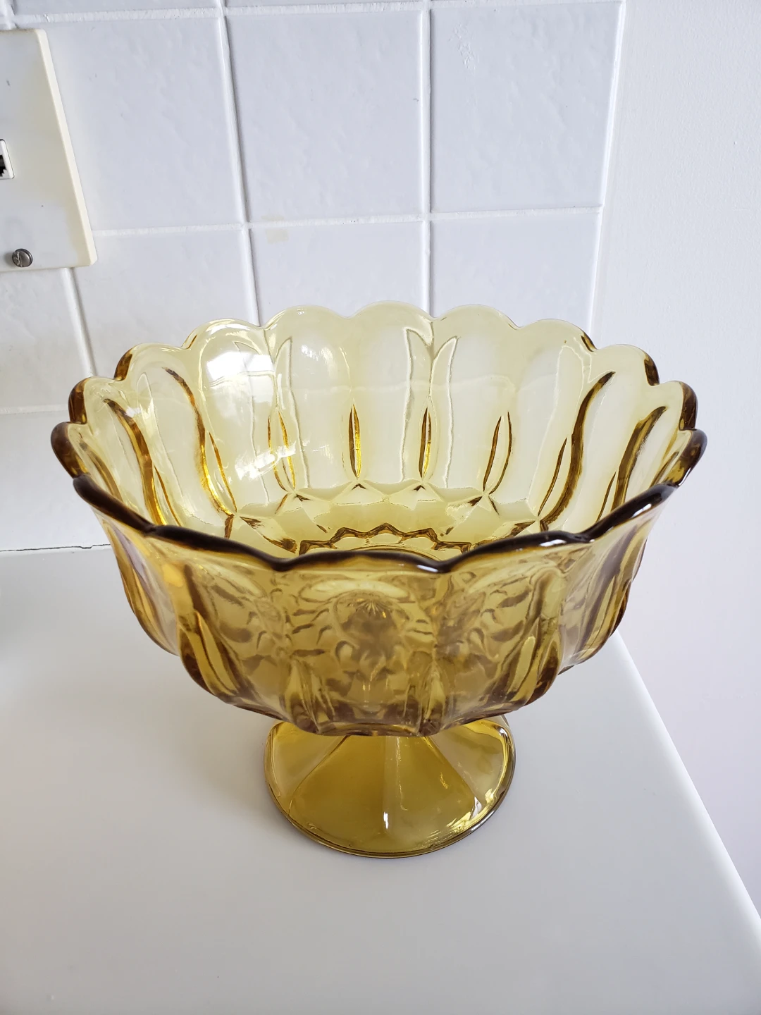 2pc.Amber Glass Pedestal Bowl and Plate - photo 3