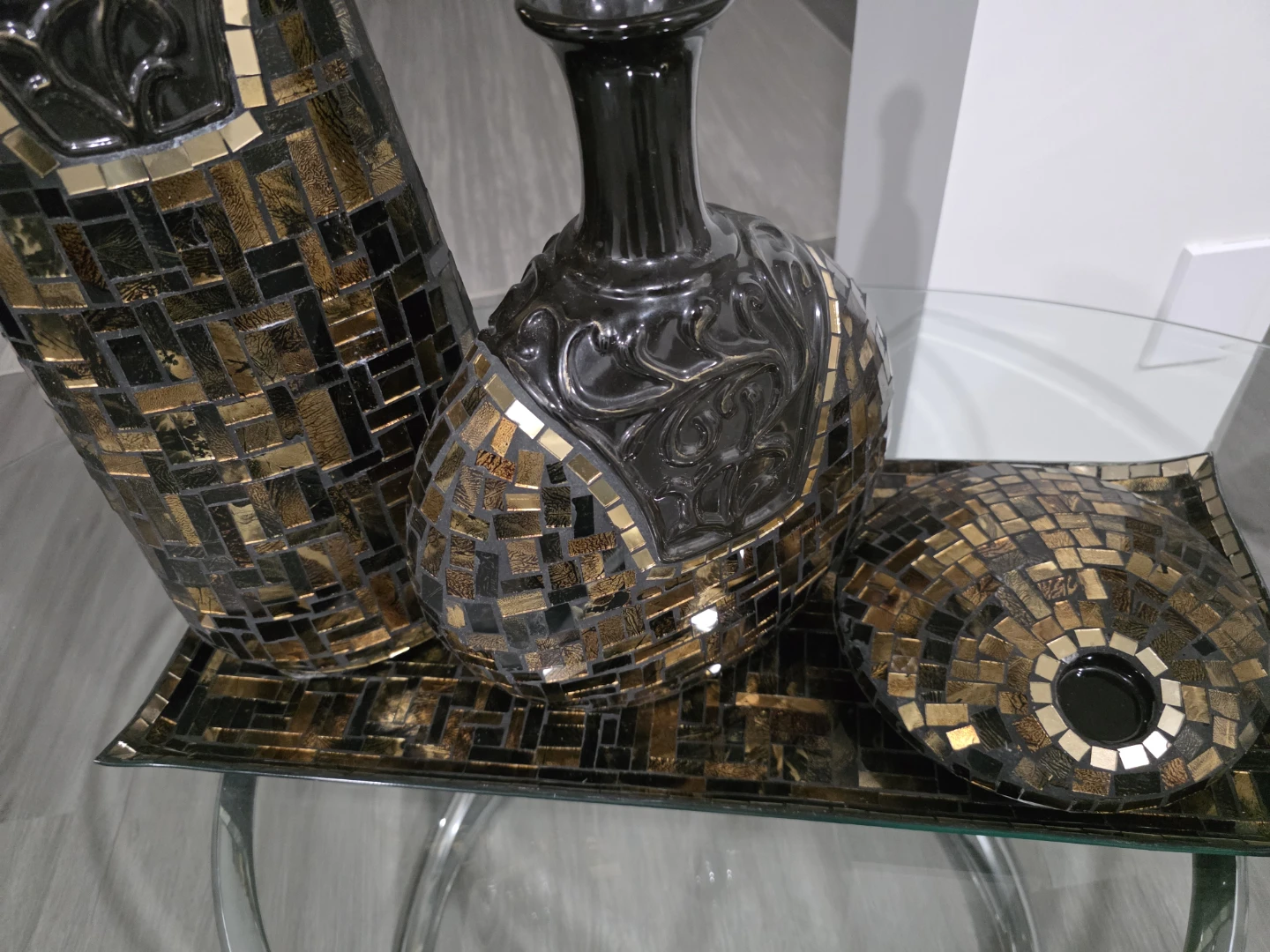 Mosaic Decor Set: 2 Vases, 1 Bowl, and Tray - photo 3