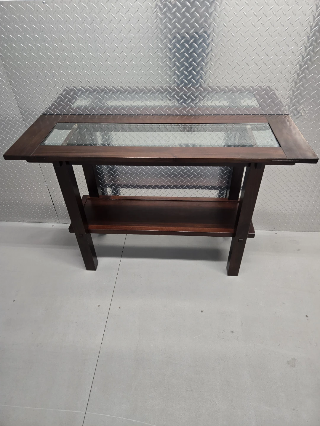 Dark Wood Console Table with Glass Top - photo 2