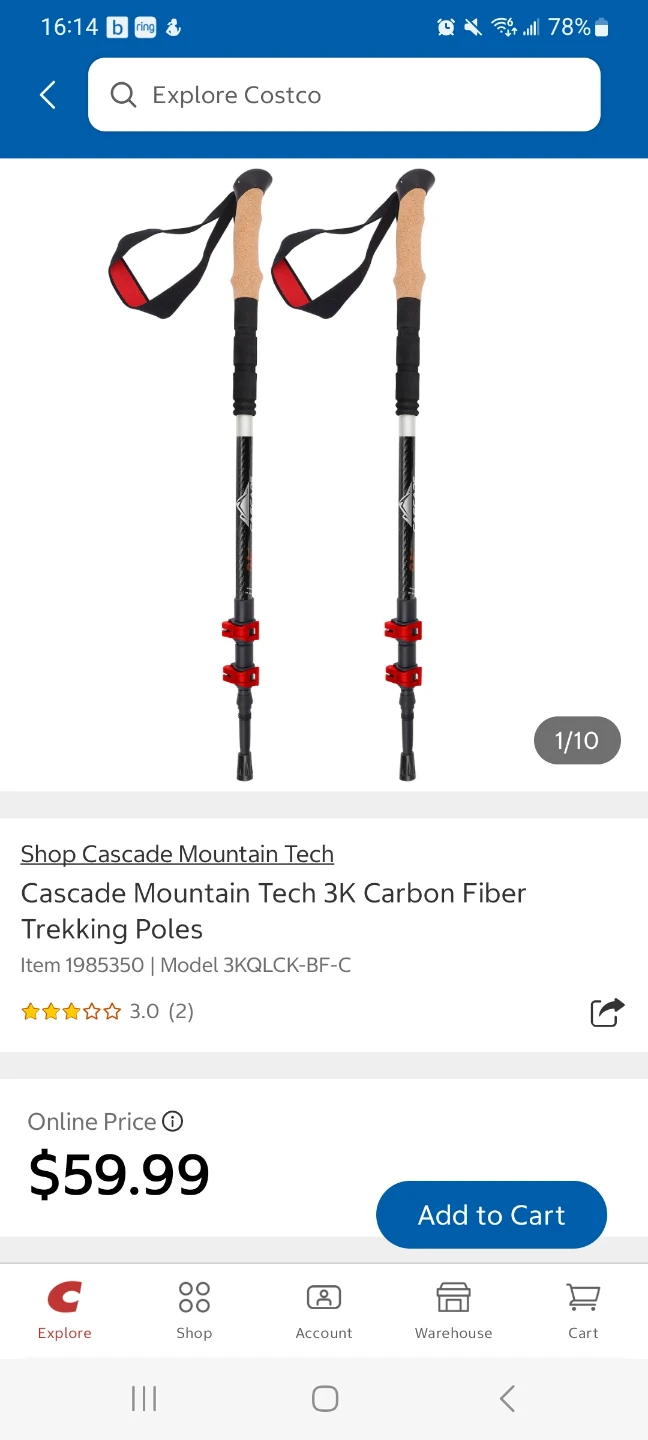 Cascade Mountain Tech 3K Carbon Fiber Trekking Poles - photo 2