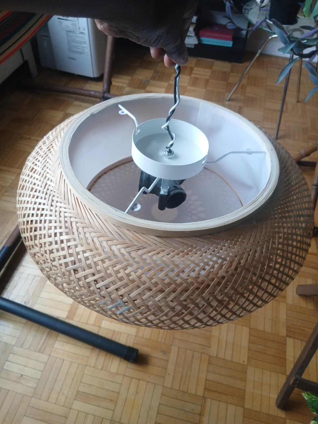Two Woven Bamboo Pendant Light Shades - photo 4