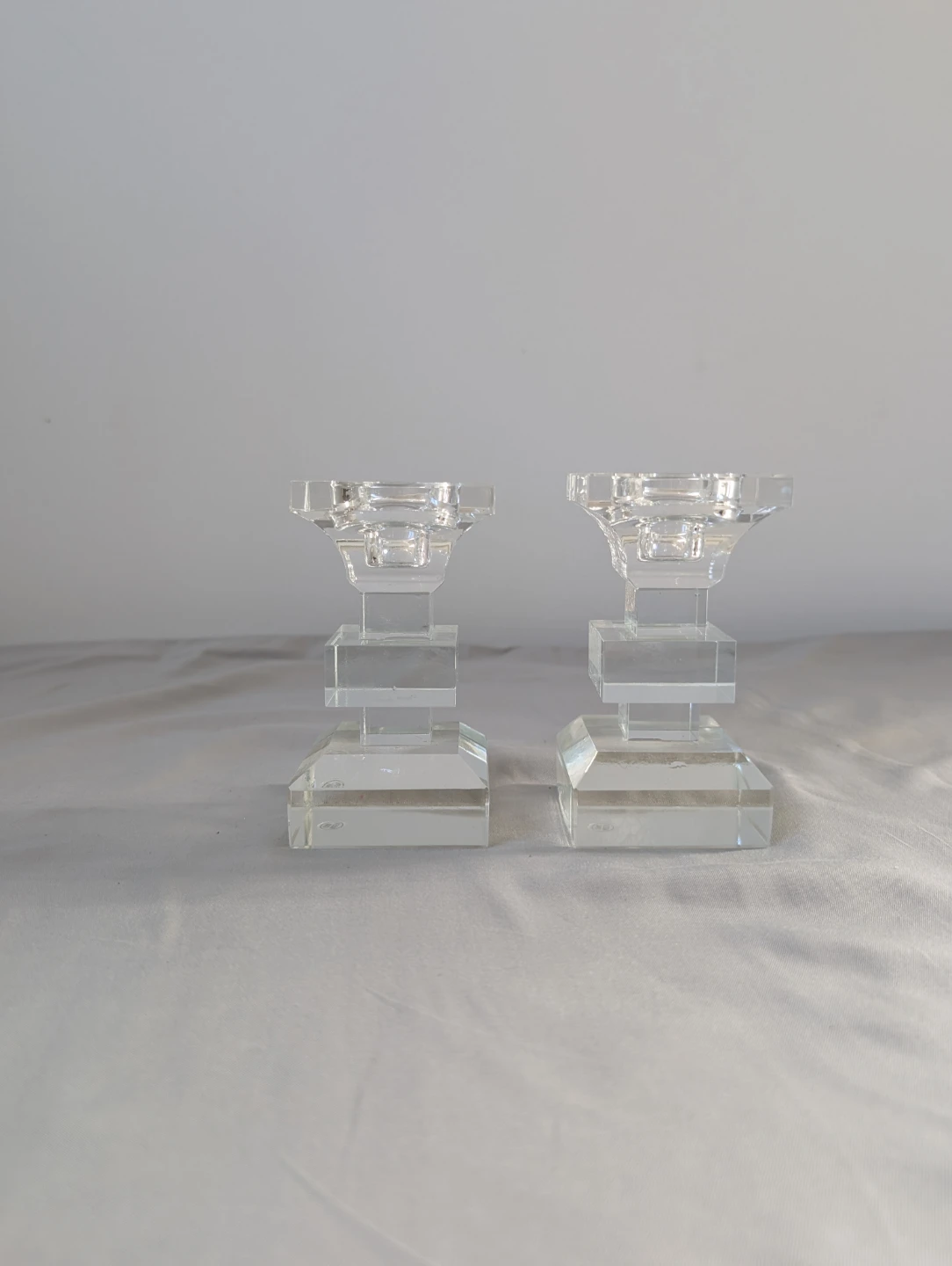 Set of 2 Crystal Candlestick Holders