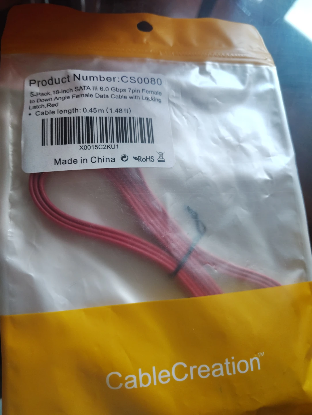 CableCreation 5-Pack SATA III 18-inch Data Cables